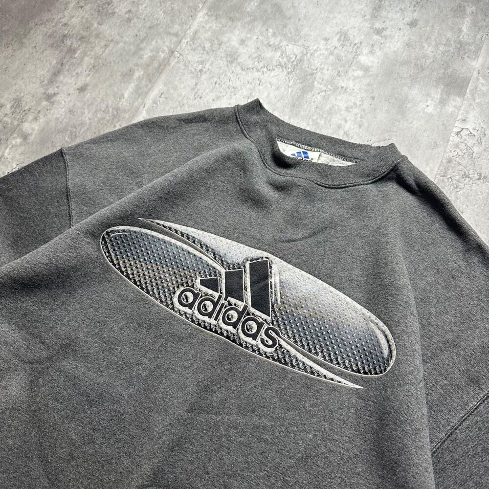 Adidas Men's Grey and Black Sweatshirt